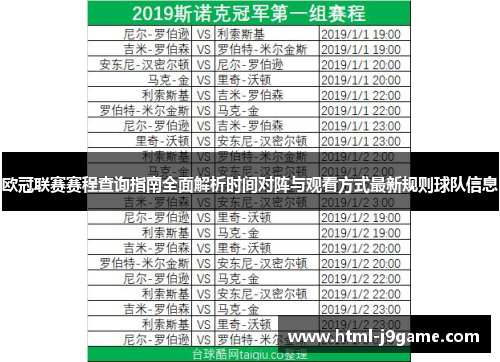 欧冠联赛赛程查询指南全面解析时间对阵与观看方式最新规则球队信息